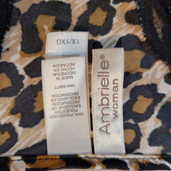 Ambrielle Womens Leopard Print Nightgown With Lace Trim 1X Polyester Blend - Picture 6 of 9